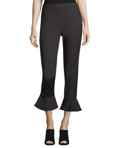 Ruffle-cuff Cropped Pants