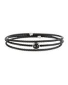 Black Cable Triple-wrap Bangle Bracelet With Onyx