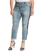 Shadow Distressed Raw-hem Skinny Jeans,
