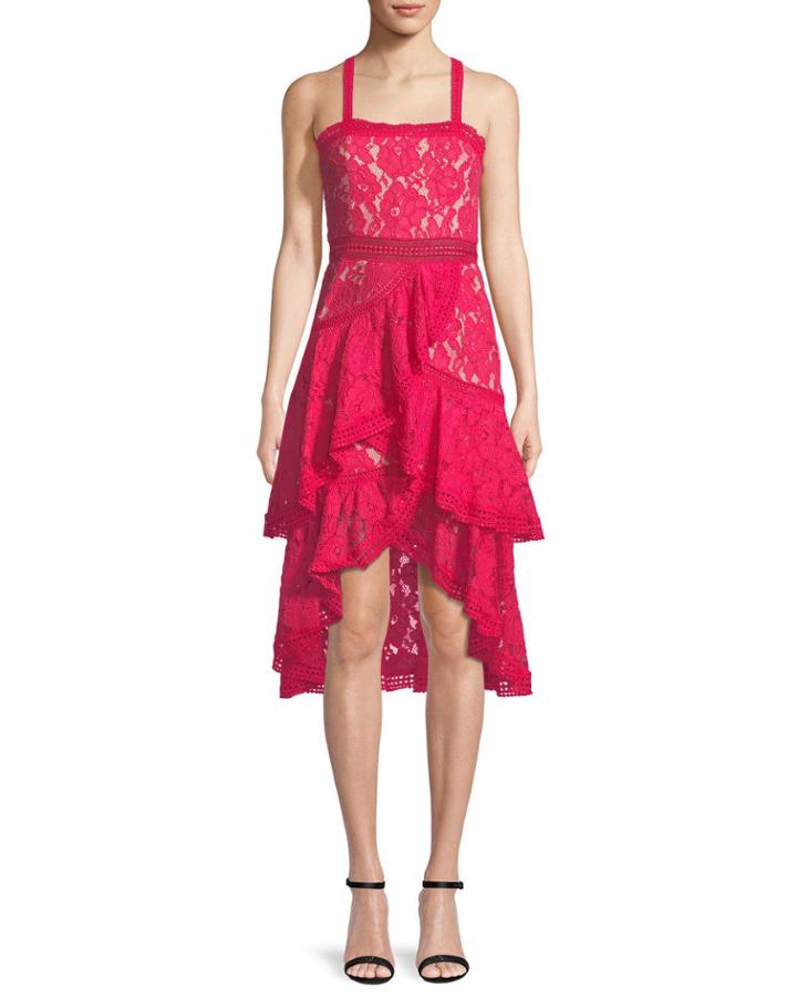 Angelita Asymmetric Tiered Lace Date Night Dress