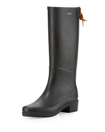 Miss Juliette Rubber Tall Boot, Black (noir)
