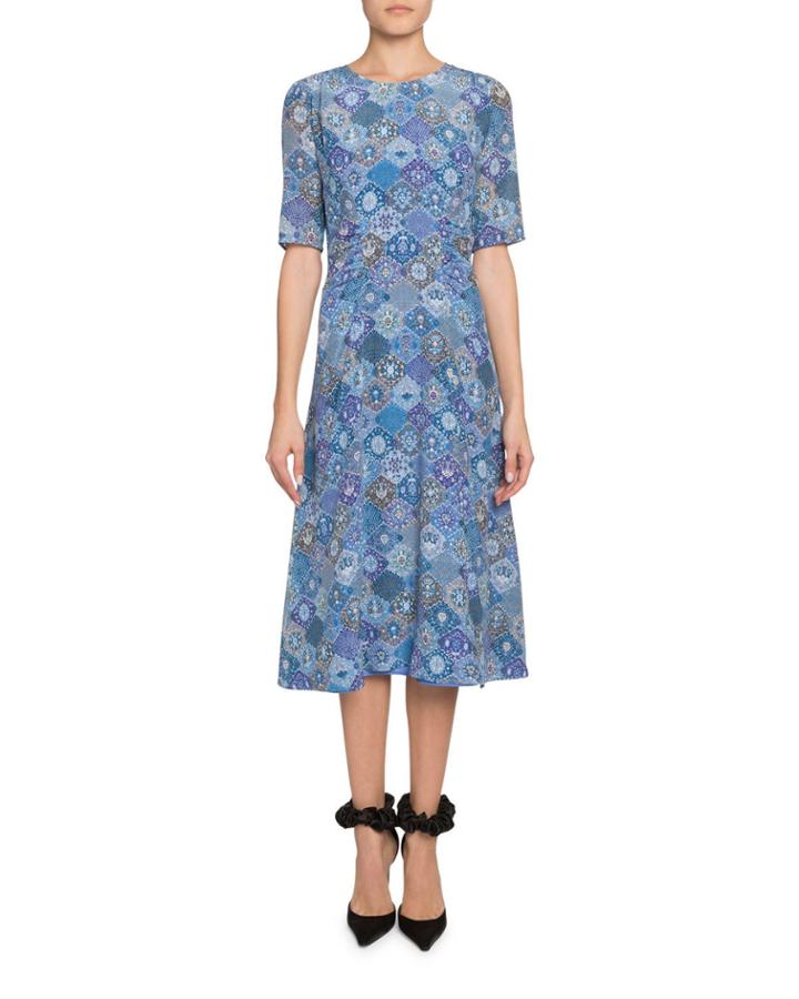 Floral Print Crewneck Dress