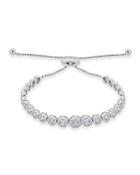 14k White Gold Adjustable Flower Diamond Bracelet,