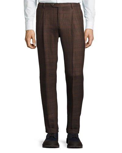 Plaid Pleated Trousers, Barley