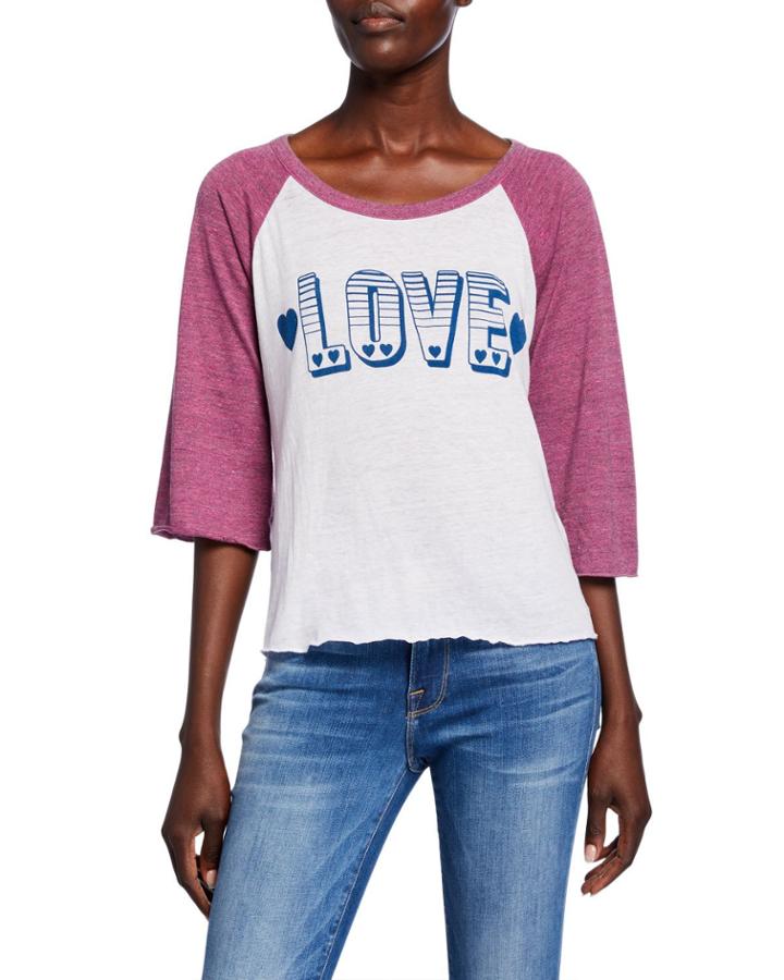 Love Hearts Graphic Raglan Tee