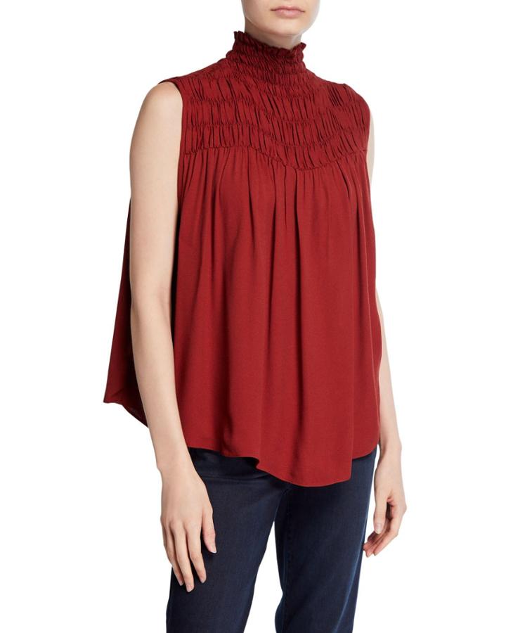 Smocked High-neck