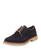 Monroe Suede Wing-tip Oxford, Blue