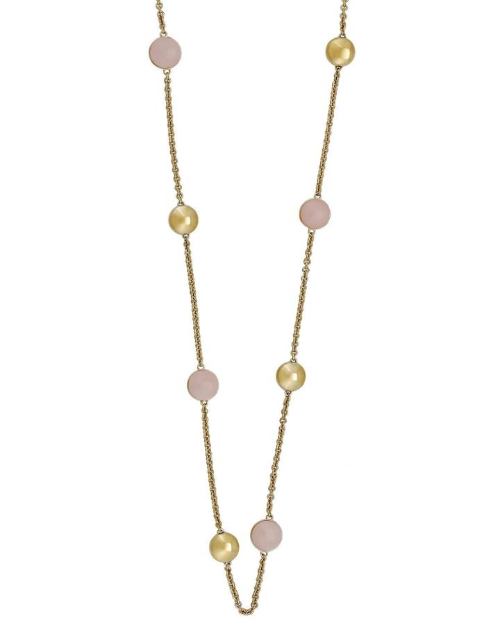 Estate 18k Gold & Rose Quartz Necklace