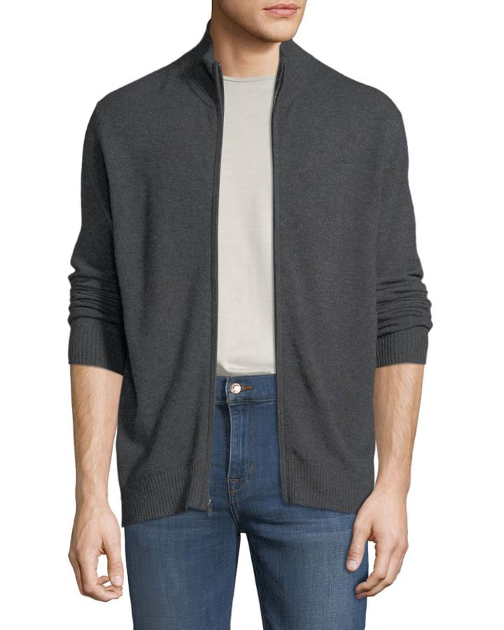 Men's Cashmere Mock-neck Zip-front Jacket