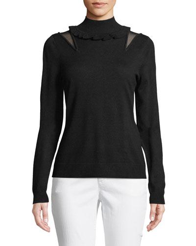 Cutout-illusion Mock-neck
