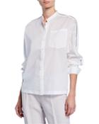 Casual Button-front Shirt With Arm Detailed Accents