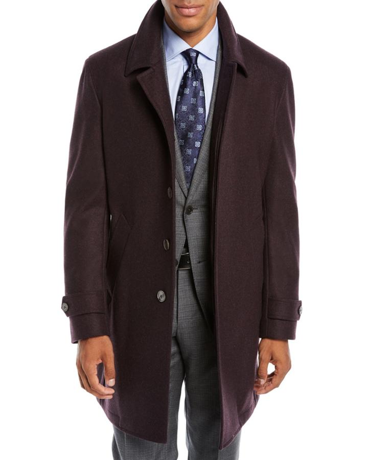 Men's Solid Wool Car Coat