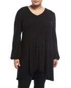 Blouson-sleeve Jersey Tunic Top,