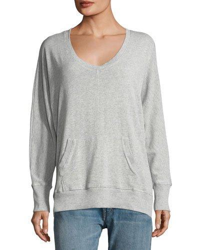 U-neck Pullover Sweater With Kangaroo Pocket