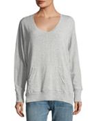 U-neck Pullover Sweater With Kangaroo Pocket