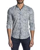 Men's Semi-fitted Floral Face Long-sleeve Woven