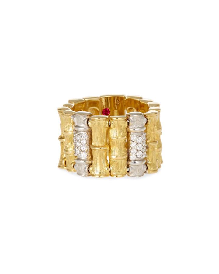 18k Two-tone Diamond Bamboo Ring