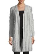 Cashmere Open-front Fringed Cardigan