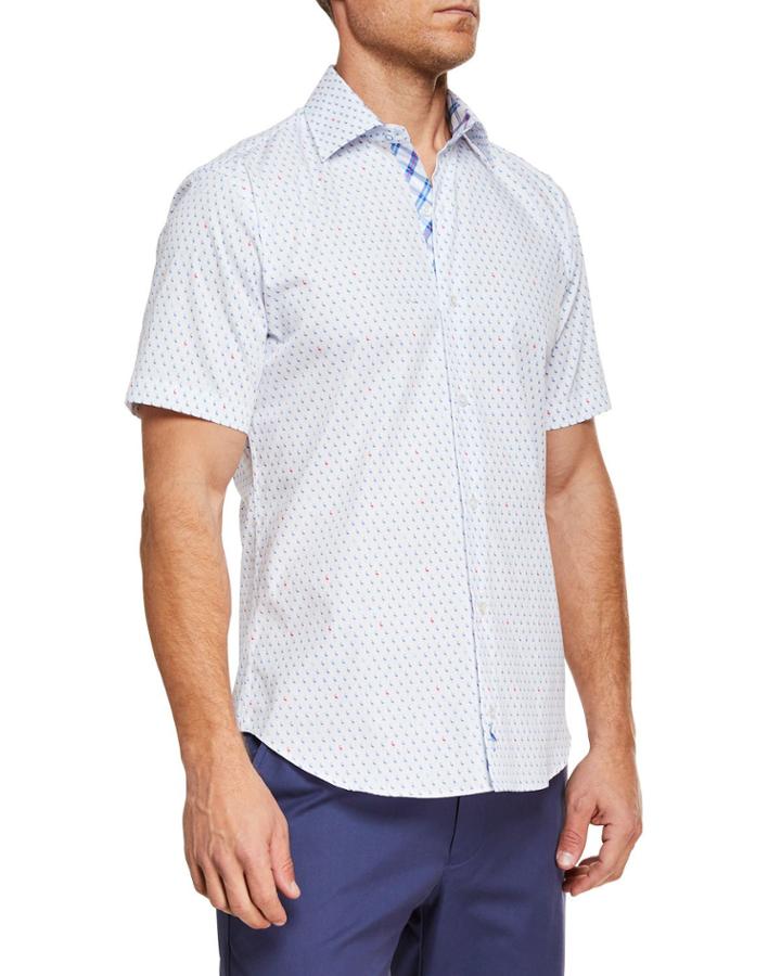 Men's Flamingos Woven Short-sleeve