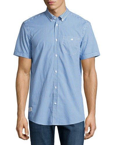 Gert Printed Button-front Shirt, Process Blue