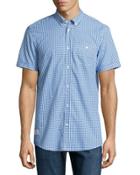 Gert Printed Button-front Shirt, Process Blue