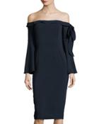 Phoenix Off-the-shoulder Dress, Navy