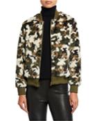 Camo Faux-fur Baseball Jacket
