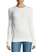 Crewneck Waffle-knit Sweater, Alpine White