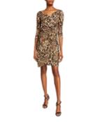 Emerentienne Leopard-print 3/4-sleeve Dress