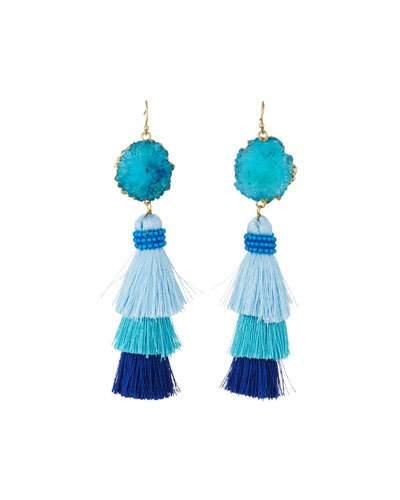 Stone & Layered Tassel Earrings