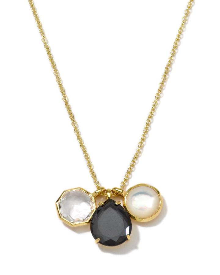 18k Gelata 3-charm Gemstone Pendant Necklace