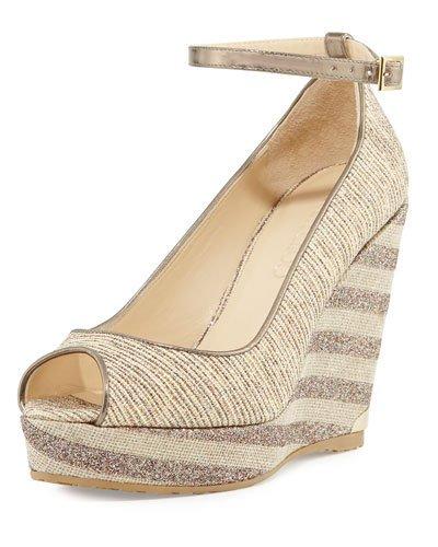 Pacific 120mm Peep-toe Wedge Pump, Natural/multi