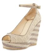 Pacific 120mm Peep-toe Wedge Pump, Natural/multi