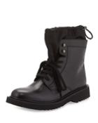 Leather Sock Boot W/ Toggle, Black