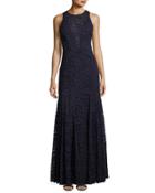 Lace Sleeveless Trumpet Gown, Navy