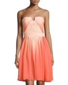 Strapless Ruched-top Chiffon Dress, Glow Circular