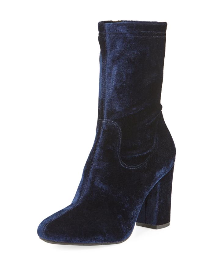 Alyssa Velvet Block-heel Ankle Booties