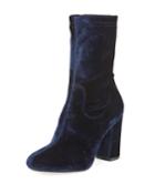 Alyssa Velvet Block-heel Ankle Booties
