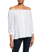 Off-the-shoulder Tie-cuff High-low Top