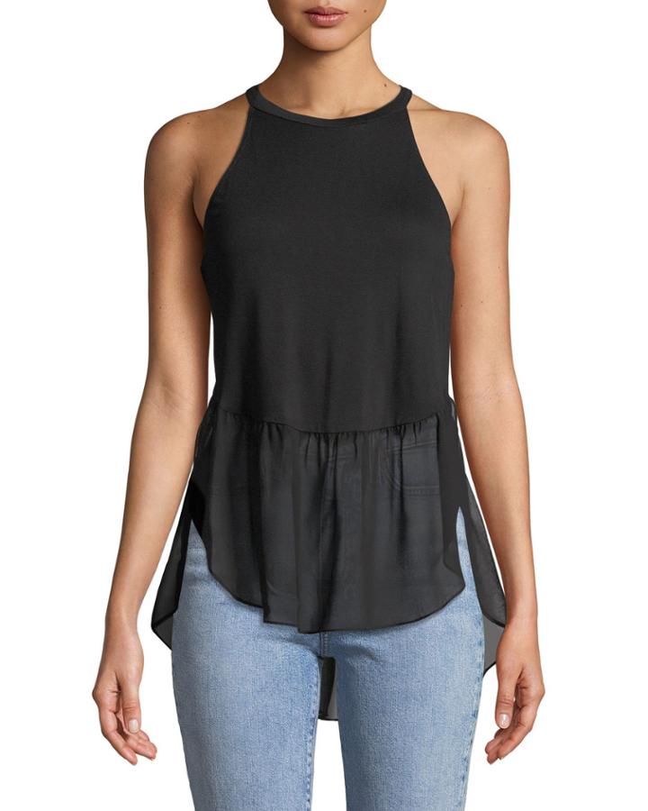 High-nigh Chiffon Hem Blouse