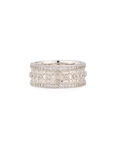 Soho Silver Lattice Knight White Sapphire Band Ring,