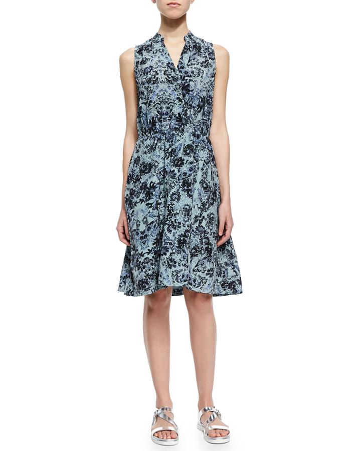Rebecca Taylor Kiku Sleeveless Printed A-line Dress, Women's, Size: