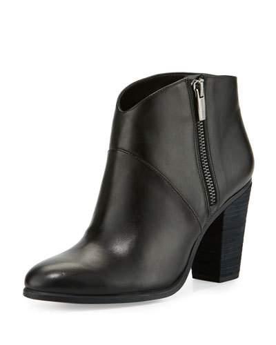 Felise Leather Suede-heel Bootie, Black