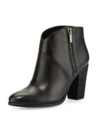 Felise Leather Suede-heel Bootie, Black