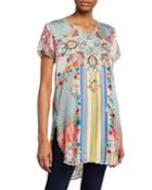 Kitch Mixed-print Short-sleeve Tunic
