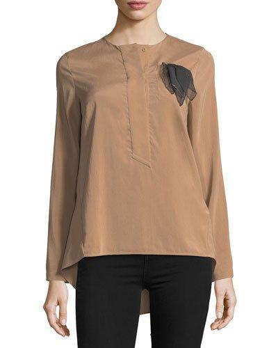 Silk-blend Pocket Pochette T-shirt