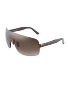 Web-temple Shield Sunglasses, Brown