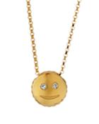 18k Gold Smile Emoji Necklace W/ Diamonds