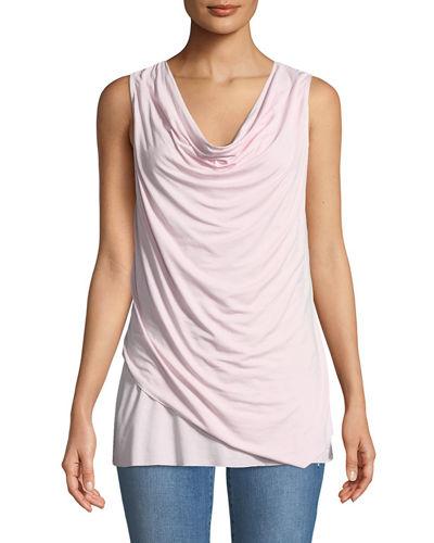 Cowl-neck Asymmetric Cross-front Blouse