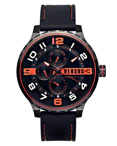 50mm Globe Oversized Chronograph Watch, Black/black